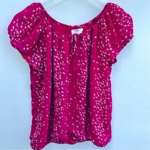 SOPHIA MAX BIRD SILHOUETTE PEASANT POPOVER BLOUSE